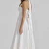 Claudia White Cotton Halter Neck Midi Dress Claudia White Cotton Halter Neck Midi Dress