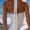 Claudia White Cotton Halter Neck Midi Dress Claudia White Cotton Halter Neck Midi Dress