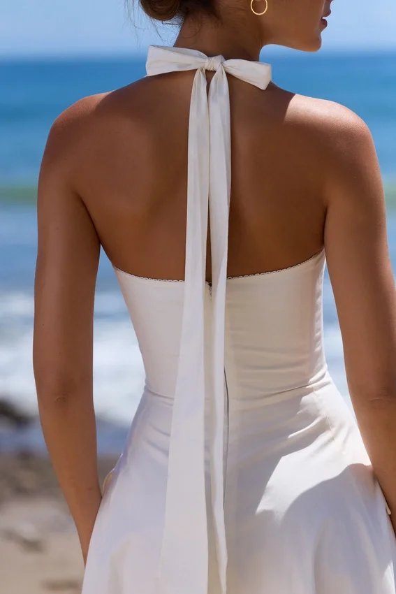 Claudia White Cotton Halter Neck Midi Dress Claudia White Cotton Halter Neck Midi Dress