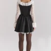 Cleora Black Lace Ruffle Mini Dress