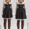 Cleora Black Lace Ruffle Mini Dress