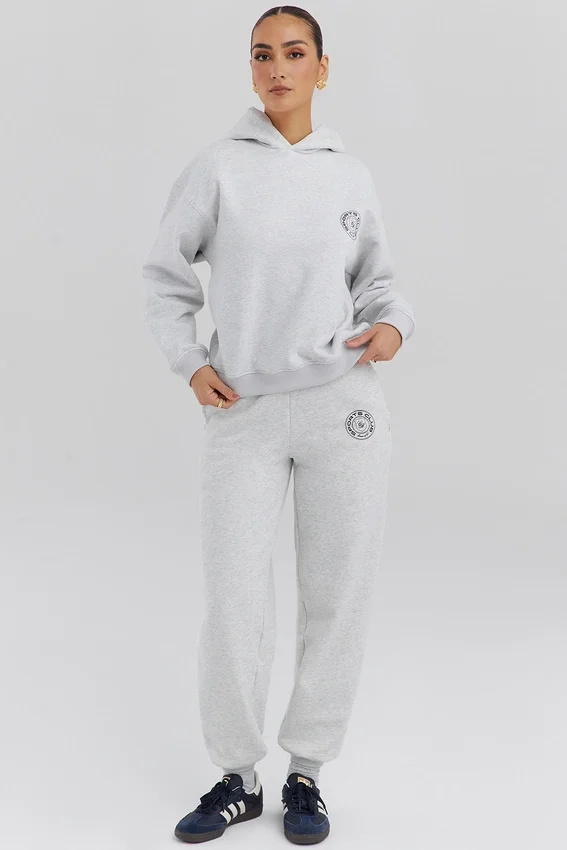 Muse Light Grey Marl Cotton Fleece-Back Hoodie Muse Light Grey Marl Cotton Fleece-Back Hoodie