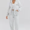 Coast Light Grey Marl Fleece Back Jogging Trousers