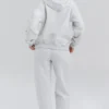Mirage Light Grey Marl Cotton Fleece-Back Zip Through Hoodie Mirage Light Grey Marl Cotton Fleece-Back Zip Through Hoodie