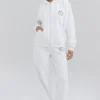 Mirage White Cotton Fleece-Back Zip Through Hoodie Mirage White Cotton Fleece-Back Zip Through Hoodie