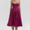 Coco Burgundy Satin Tulle Midi Dress Coco Burgundy Satin Tulle Midi Dress