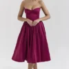 Coco Burgundy Satin Tulle Midi Dress Coco Burgundy Satin Tulle Midi Dress