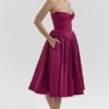 Coco Burgundy Satin Tulle Midi Dress Coco Burgundy Satin Tulle Midi Dress