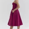 Coco Burgundy Satin Tulle Midi Dress Coco Burgundy Satin Tulle Midi Dress