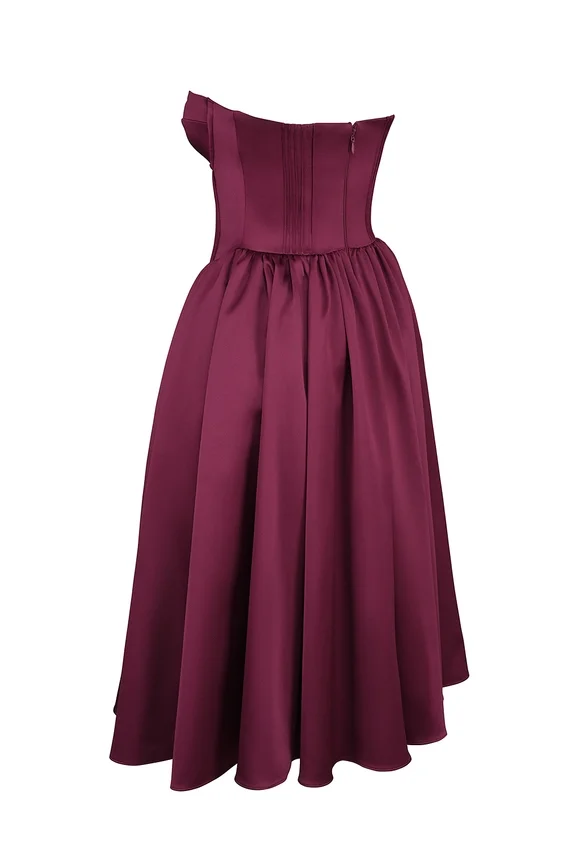Coco Burgundy Satin Tulle Midi Dress Coco Burgundy Satin Tulle Midi Dress