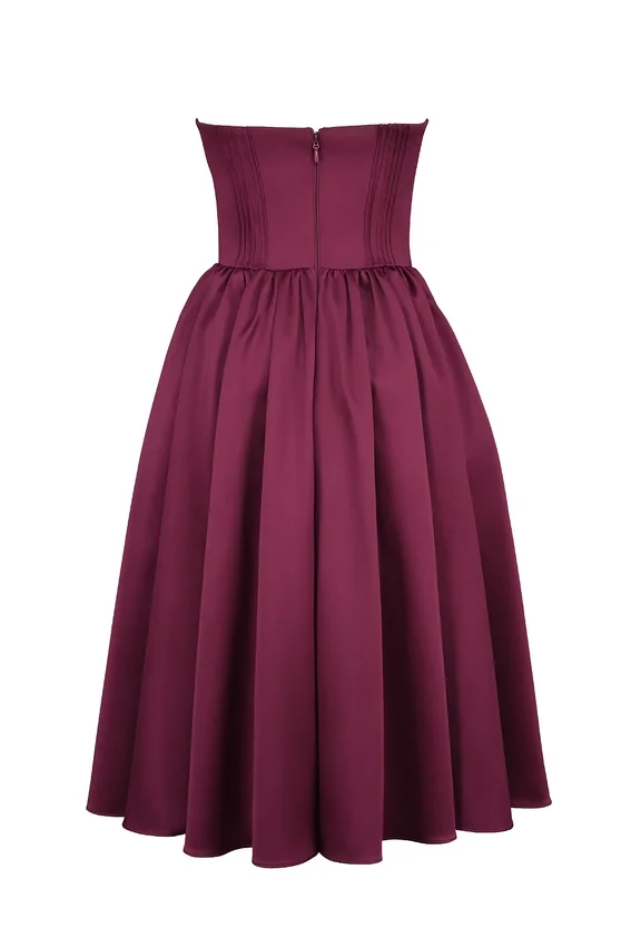 Coco Burgundy Satin Tulle Midi Dress Coco Burgundy Satin Tulle Midi Dress