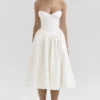 Coco Vintage Ivory Satin Midi Dress
