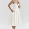 Coco Vintage Ivory Satin Midi Dress