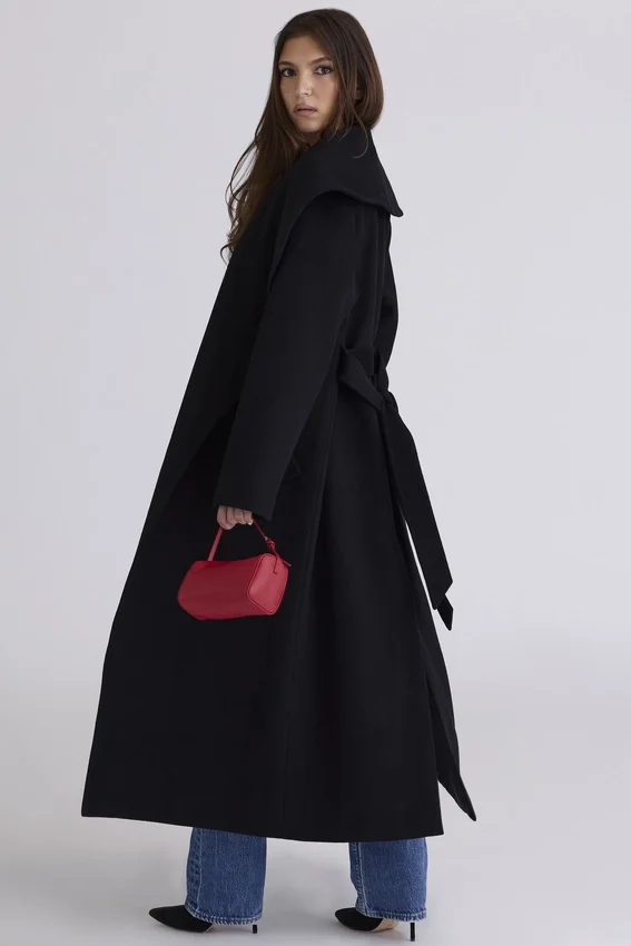 Cocoon Black Wool Shawl Collar Coat Cocoon Black Wool Shawl Collar Coat