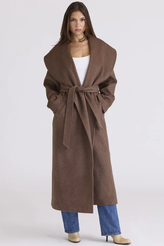 Cocoon Brown Wool Shawl Collar Coat Cocoon Brown Wool Shawl Collar Coat