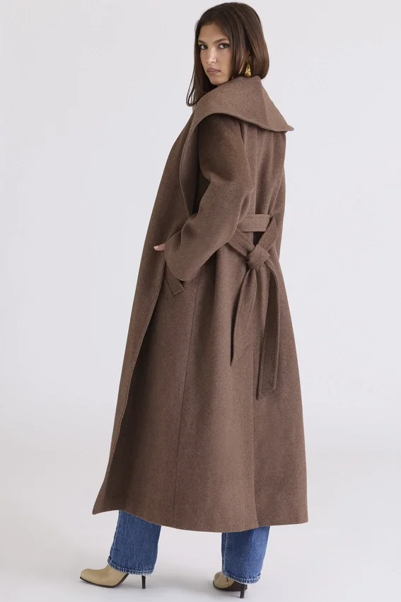 Cocoon Brown Wool Shawl Collar Coat Cocoon Brown Wool Shawl Collar Coat