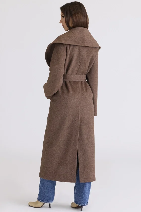 Cocoon Brown Wool Shawl Collar Coat Cocoon Brown Wool Shawl Collar Coat