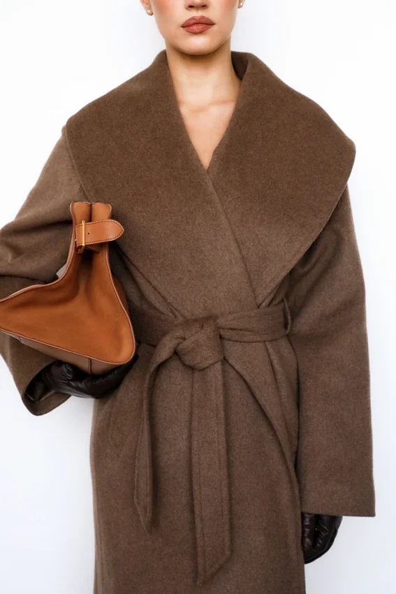 Cocoon Brown Wool Shawl Collar Coat Cocoon Brown Wool Shawl Collar Coat