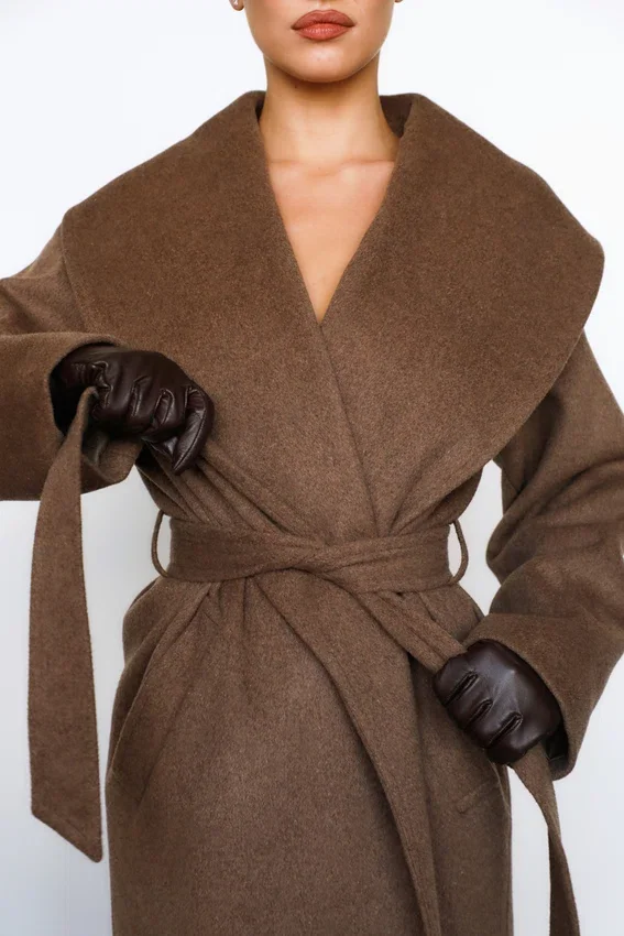 Cocoon Brown Wool Shawl Collar Coat Cocoon Brown Wool Shawl Collar Coat
