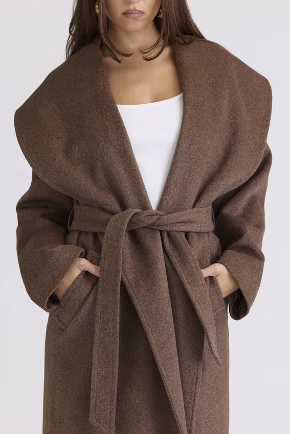 Cocoon Brown Wool Shawl Collar Coat Cocoon Brown Wool Shawl Collar Coat