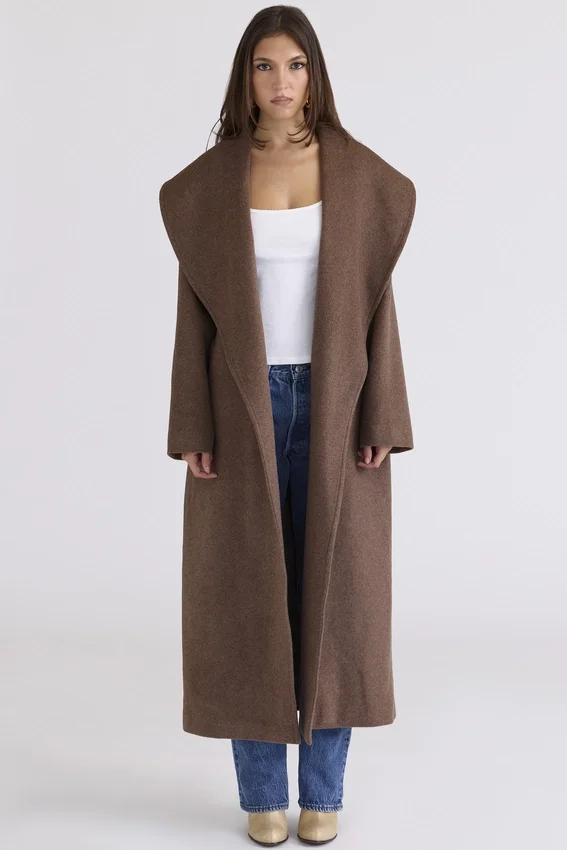 Cocoon Brown Wool Shawl Collar Coat Cocoon Brown Wool Shawl Collar Coat