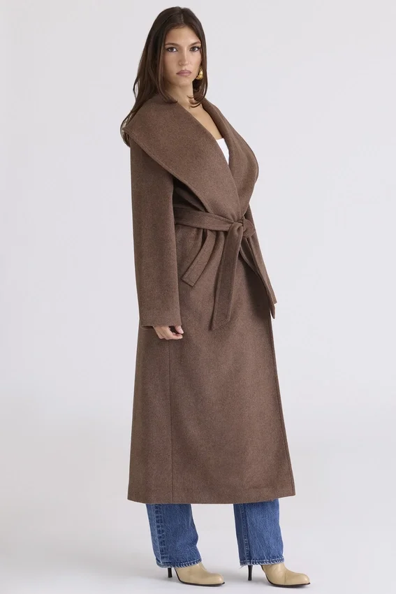 Cocoon Brown Wool Shawl Collar Coat Cocoon Brown Wool Shawl Collar Coat