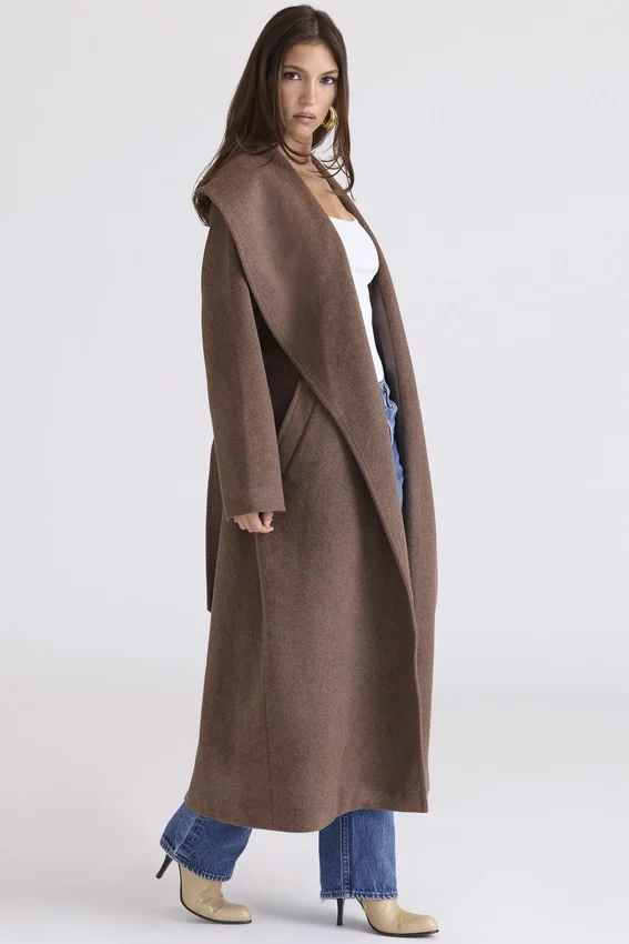 Cocoon Brown Wool Shawl Collar Coat Cocoon Brown Wool Shawl Collar Coat