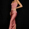 Colette Rose Satin Low Waist Midi Skirt Colette Rose Satin Low Waist Midi Skirt