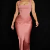Colette Rose Satin Low Waist Midi Skirt Colette Rose Satin Low Waist Midi Skirt