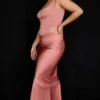 Colette Rose Satin Low Waist Midi Skirt Colette Rose Satin Low Waist Midi Skirt
