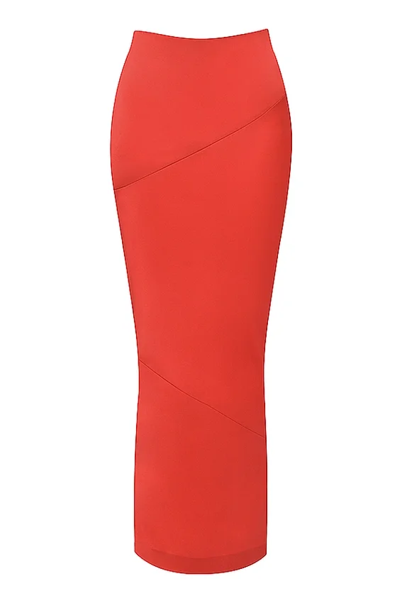 Colette Scarlet Satin Low Waist Midi Skirt Colette Scarlet Satin Low Waist Midi Skirt
