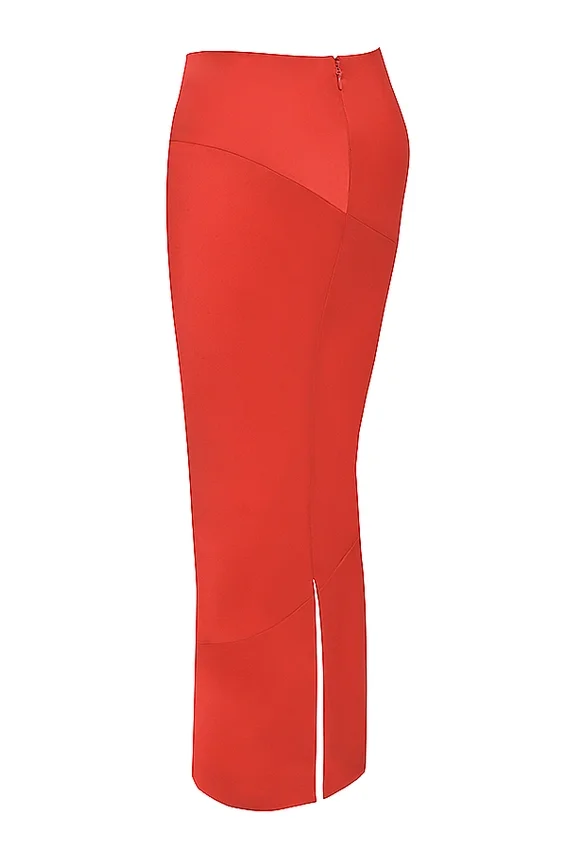 Colette Scarlet Satin Low Waist Midi Skirt Colette Scarlet Satin Low Waist Midi Skirt