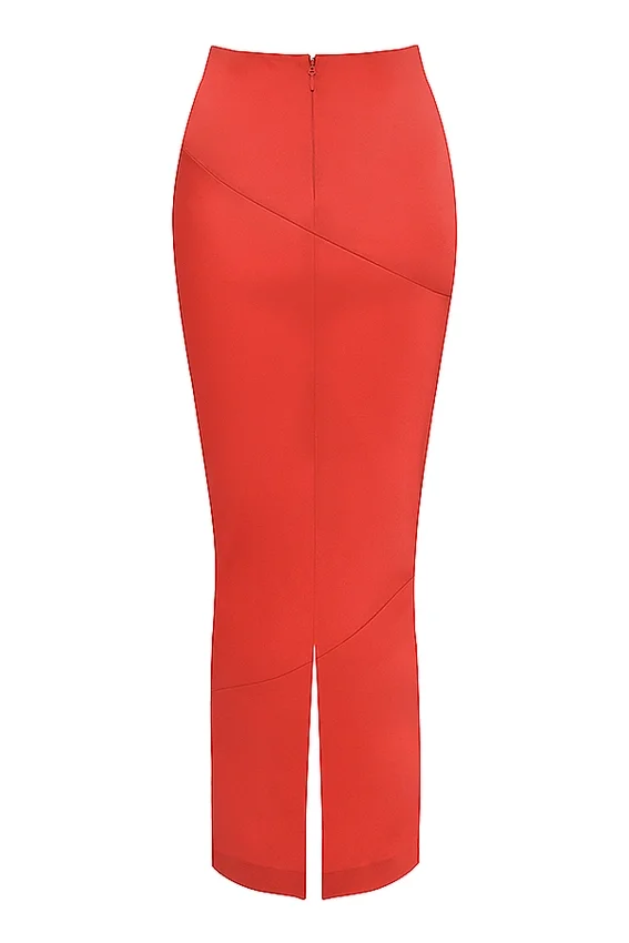 Colette Scarlet Satin Low Waist Midi Skirt Colette Scarlet Satin Low Waist Midi Skirt