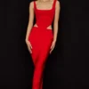 Colette Scarlet Satin Low Waist Midi Skirt Colette Scarlet Satin Low Waist Midi Skirt