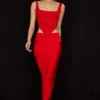 Colette Scarlet Satin Low Waist Midi Skirt Colette Scarlet Satin Low Waist Midi Skirt