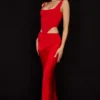 Colette Scarlet Satin Low Waist Midi Skirt Colette Scarlet Satin Low Waist Midi Skirt