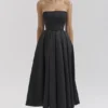 Contessa Black Strapless Satin Corset Midi Dress Contessa Black Strapless Satin Corset Midi Dress