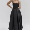 Contessa Black Strapless Satin Corset Midi Dress Contessa Black Strapless Satin Corset Midi Dress