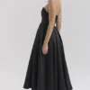 Contessa Black Strapless Satin Corset Midi Dress Contessa Black Strapless Satin Corset Midi Dress