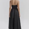 Contessa Black Strapless Satin Corset Midi Dress Contessa Black Strapless Satin Corset Midi Dress