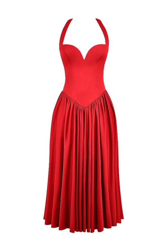 Coquette Scarlet Halter Midi Dress Coquette Scarlet Halter Midi Dress