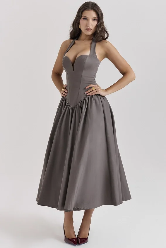 Coquette Smoke Halter Midi Dress Coquette Smoke Halter Midi Dress