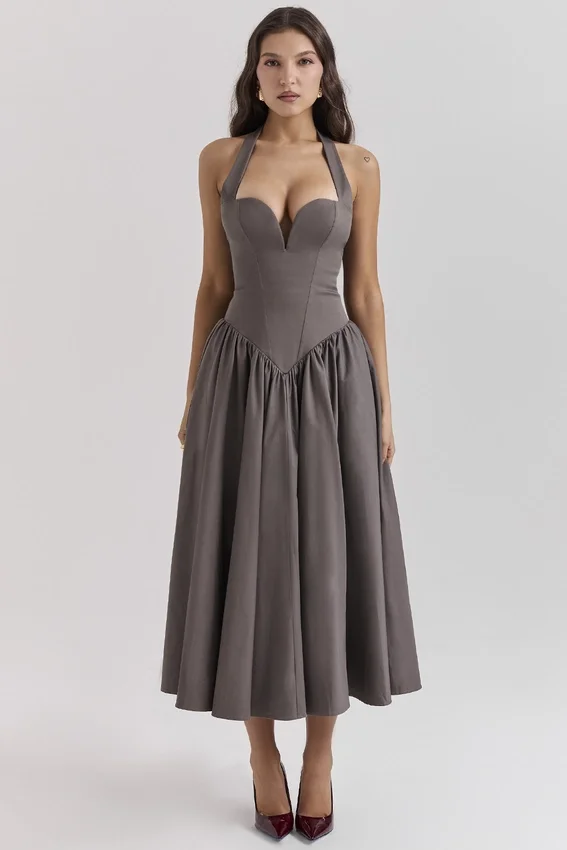Coquette Smoke Halter Midi Dress Coquette Smoke Halter Midi Dress