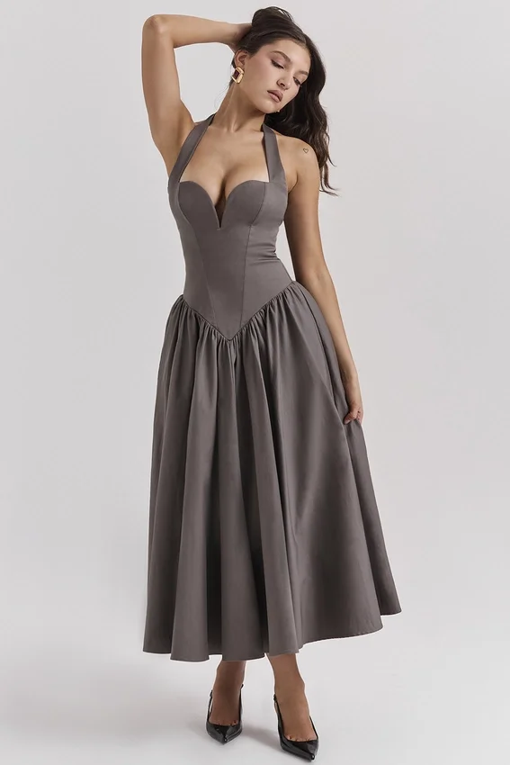 Coquette Smoke Halter Midi Dress Coquette Smoke Halter Midi Dress