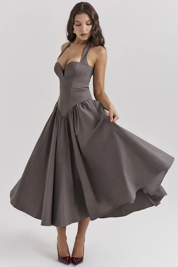 Coquette Smoke Halter Midi Dress Coquette Smoke Halter Midi Dress