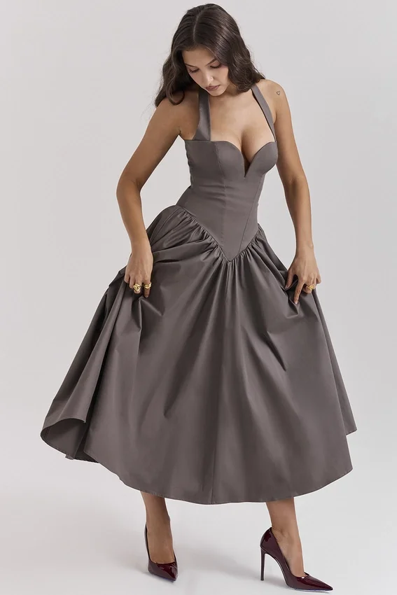 Coquette Smoke Halter Midi Dress Coquette Smoke Halter Midi Dress