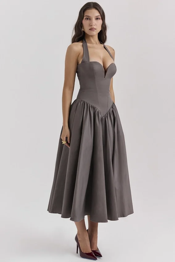 Coquette Smoke Halter Midi Dress Coquette Smoke Halter Midi Dress