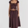 Cora Rich Brown Gathered Midi Skirt