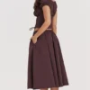 Cora Rich Brown Gathered Midi Skirt