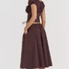 Cora Rich Brown Gathered Midi Skirt